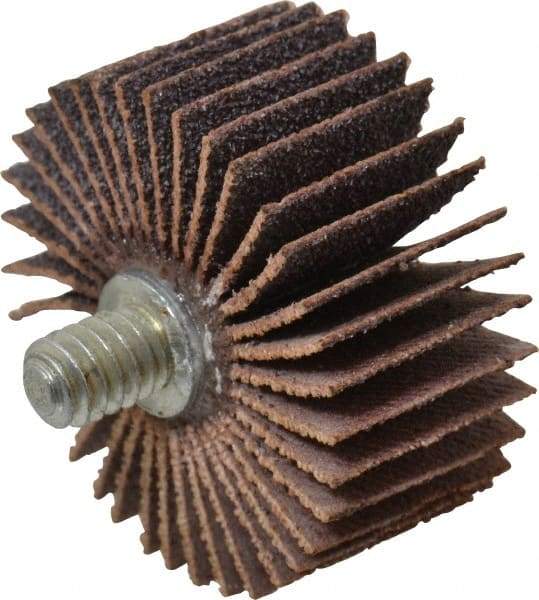Norton - 1-3/8" Diam x 5/8" Face Width, Medium Aluminum Oxide Coated Mounted Flap Wheel - 1/4-20 Threaded Mount, 80 Grit, Cloth Backing, 30,000 Max RPM - Industrial Tool & Supply