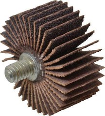 Norton - 1-3/8" Diam x 5/8" Face Width, Medium Aluminum Oxide Coated Mounted Flap Wheel - 1/4-20 Threaded Mount, 80 Grit, Cloth Backing, 30,000 Max RPM - Industrial Tool & Supply