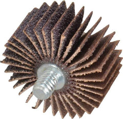 Norton - 1-3/8" Diam x 5/8" Face Width, Medium Aluminum Oxide Coated Mounted Flap Wheel - 1/4-20 Threaded Mount, 60 Grit, Cloth Backing, 30,000 Max RPM - Industrial Tool & Supply