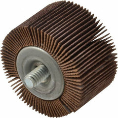 Norton - 1-5/8" Diam x 1" Face Width, Fine Aluminum Oxide Coated Mounted Flap Wheel - 1/4-20 Threaded Mount, 120 Grit, Cloth Backing, 23,000 Max RPM - Industrial Tool & Supply