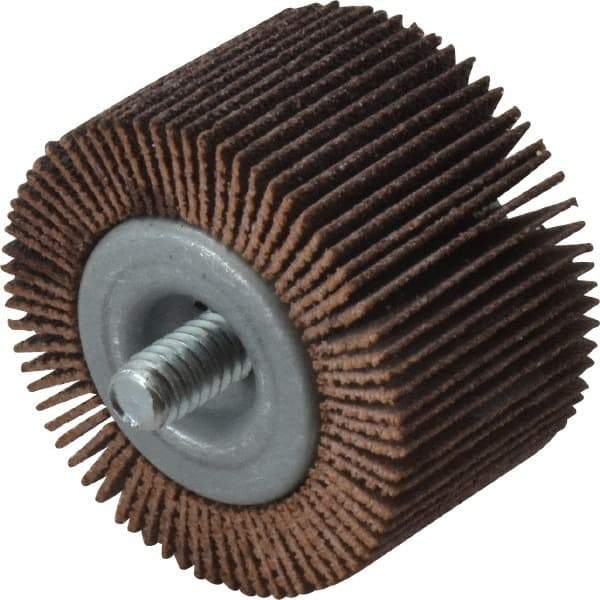 Norton - 1-5/8" Diam x 1" Face Width, Medium Aluminum Oxide Coated Mounted Flap Wheel - 1/4-20 Threaded Mount, 80 Grit, Cloth Backing, 23,000 Max RPM - Industrial Tool & Supply