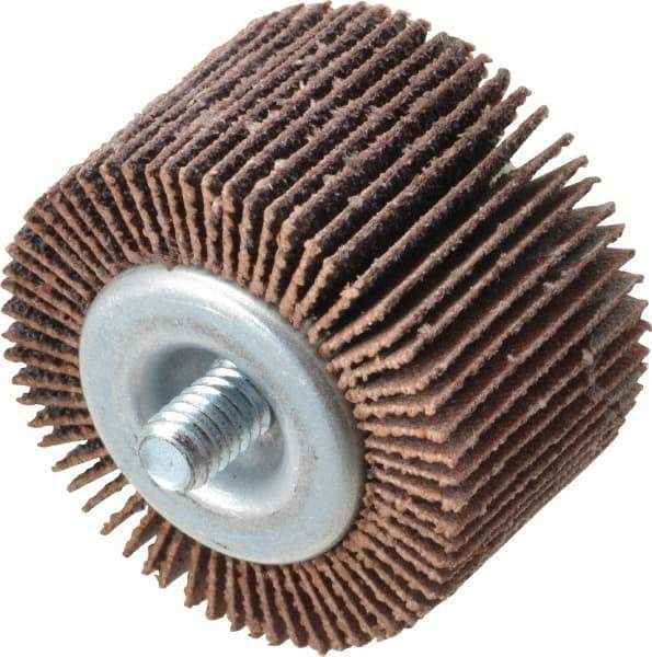 Norton - 1-5/8" Diam x 1" Face Width, Medium Aluminum Oxide Coated Mounted Flap Wheel - 1/4-20 Threaded Mount, 60 Grit, Cloth Backing, 23,000 Max RPM - Industrial Tool & Supply