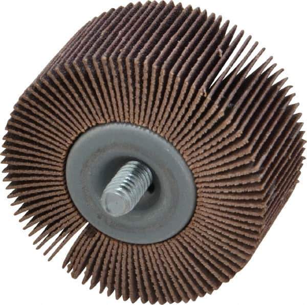Norton - 2" Diam x 1" Face Width, Fine Aluminum Oxide Coated Mounted Flap Wheel - 1/4-20 Threaded Mount, 120 Grit, Cloth Backing, 23,000 Max RPM - Industrial Tool & Supply