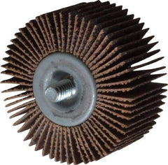 Norton - 2" Diam x 1" Face Width, Medium Aluminum Oxide Coated Mounted Flap Wheel - 1/4-20 Threaded Mount, 60 Grit, Cloth Backing, 23,000 Max RPM - Industrial Tool & Supply