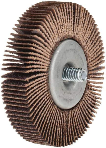 Norton - 2-1/2" Diam x 1/2" Face Width, Medium Aluminum Oxide Coated Mounted Flap Wheel - 1/4-20 Threaded Mount, 80 Grit, Cloth Backing, 23,000 Max RPM - Industrial Tool & Supply