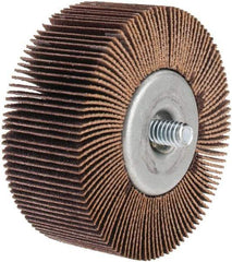 Norton - 2-1/2" Diam x 1" Face Width, Fine Aluminum Oxide Coated Mounted Flap Wheel - 1/4-20 Threaded Mount, 120 Grit, Cloth Backing, 23,000 Max RPM - Industrial Tool & Supply