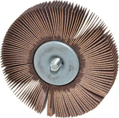 Norton - 3" Diam x 1/2" Face Width, Fine Aluminum Oxide Coated Mounted Flap Wheel - 1/4-20 Threaded Mount, 120 Grit, Cloth Backing, 20,000 Max RPM - Industrial Tool & Supply