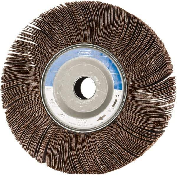 Norton - 8" Diam, 80 Grit Aluminum Oxide Unmounted Flap Wheel - 1" Hole, 2" Wide, Coated, Medium Grade, 4,700 Max RPM , Cloth Backing - Industrial Tool & Supply
