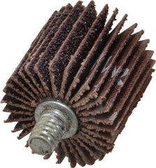 Norton - 1" Diam x 1" Face Width, Medium Aluminum Oxide Coated Mounted Flap Wheel - 1/4-20 Threaded Mount, 60 Grit, Cloth Backing, 30,000 Max RPM - Industrial Tool & Supply