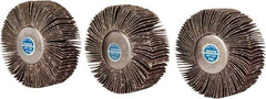Value Collection - 3 Piece Abrasive Flap Sanding Wheel Kit - 60, 80 & 120 Grit, Medium & Fine Grade, 3" Diam x 1" Wide x 1/4" Shank Diam - Industrial Tool & Supply