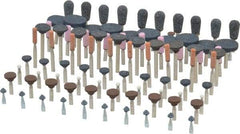 Grier Abrasives - 100 Piece Aluminum Oxide Vitrified Mounted Stone Abrasive Point Set - Assorted Shapes - Industrial Tool & Supply