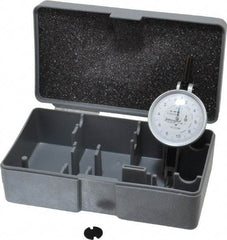INTERAPID - 0.4 mm Range, 0.002 mm Dial Graduation, Horizontal Dial Test Indicator - 1-1/2 Inch White Dial, 0-10-0 Dial Reading - Industrial Tool & Supply