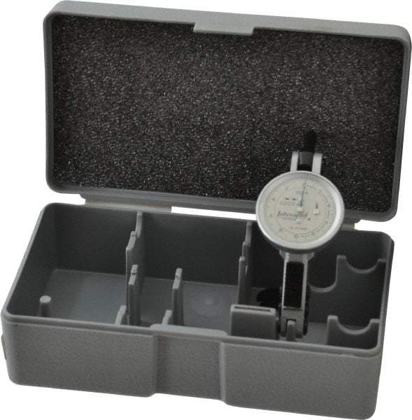 INTERAPID - 0.4 mm Range, 0.002 mm Dial Graduation, Horizontal Dial Test Indicator - 1.1811 Inch White Dial, 0-10-0 Dial Reading - Industrial Tool & Supply