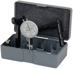 TESA Brown & Sharpe - 6 Piece, 0.05" to 0.06" Measuring Range, 1-1/2" Dial Diam, 0-15-0 Dial Reading, White Dial Test Indicator Kit - 0.0001" Accuracy, 0.65" Contact Point Length, 0.08" Ball Diam, 0.005" Dial Graduation - Industrial Tool & Supply