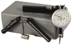 TESA Brown & Sharpe - 6 Piece, 0.0001" to 0.06" Measuring Range, 1-1/2" Dial Diam, 0-4-0 Dial Reading, White Dial Test Indicator Kit - 0.0001" Accuracy, 0.65" Contact Point Length, 0.08" Ball Diam, 0.001" Dial Graduation - Industrial Tool & Supply