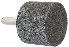 Grier Abrasives - 2" Head Diam x 1-1/2" Thickness, W243, Cylinder End, Aluminum Oxide Mounted Point - Blue, Medium Grade, 60 Grit, 19,100 RPM - Industrial Tool & Supply