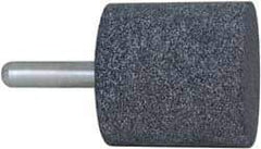 Grier Abrasives - 2" Head Diam x 2" Thickness, W244, Cylinder End, Aluminum Oxide Mounted Point - Blue, Medium Grade, 60 Grit, 19,100 RPM - Industrial Tool & Supply
