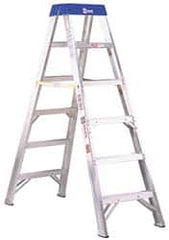 Made in USA - 12 Ft. High, Type IAA Rating, Aluminum Step Ladder - Industrial Tool & Supply