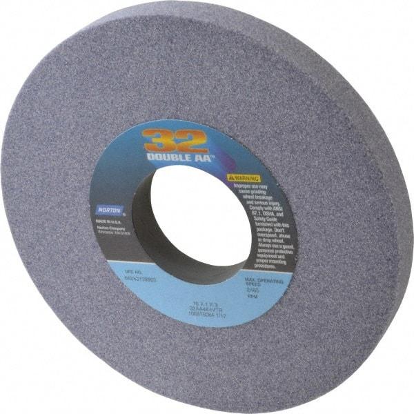 Norton - 10" Diam x 3" Hole x 1" Thick, I Hardness, 46 Grit Surface Grinding Wheel - Aluminum Oxide, Type 1, Coarse Grade, 2,485 Max RPM, Vitrified Bond, No Recess - Industrial Tool & Supply