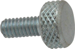 Electro Hardware - #8-32 Knurled Shoulderless Brass Thumb Screw - 9/16" OAL, 3/8" Head Diam x 3/16" Head Height, Zinc-Plated Finish - Industrial Tool & Supply