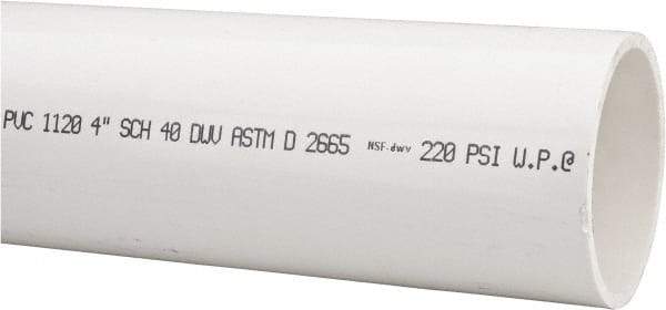 Made in USA - 4" Pipe, 5' Long PVC Unthreaded Plastic Pipe Nipple - 220 Max psi, 4" ID x 4-1/2" OD, Schedule 40, White - Industrial Tool & Supply