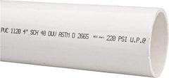 Made in USA - 4" Pipe, 5' Long PVC Unthreaded Plastic Pipe Nipple - 220 Max psi, 4" ID x 4-1/2" OD, Schedule 40, White - Industrial Tool & Supply