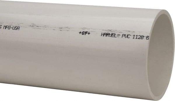 Made in USA - 6" Pipe, 5' Long PVC Unthreaded Plastic Pipe Nipple - 180 Max psi, 6.03" ID x 6-5/8" OD, Schedule 40, White - Industrial Tool & Supply