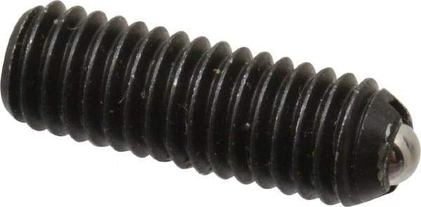 Vlier - 10-32, 0.094" Ball Diam, 0.57" Body Length, 0.025" Max Ball Reach, Threaded Ball Plunger - Steel Body, Stainless Steel Ball, 1.5 Lb Initial End Force, 3 Lb Final End Force, Locking Element - Industrial Tool & Supply