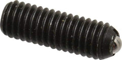 Vlier - 10-32, 0.094" Ball Diam, 0.57" Body Length, 0.025" Max Ball Reach, Threaded Ball Plunger - Steel Body, Stainless Steel Ball, 1.5 Lb Initial End Force, 3 Lb Final End Force, Locking Element - Industrial Tool & Supply