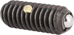 Vlier - 1/4-20, 0.125" Ball Diam, 0.675" Body Length, 0.035" Max Ball Reach, Threaded Ball Plunger - Steel Body, Stainless Steel Ball, 3 Lb Initial End Force, 7 Lb Final End Force, Locking Element - Industrial Tool & Supply