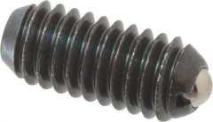 Vlier - 5/16-18, 0.156" Ball Diam, 0.72" Body Length, 0.04" Max Ball Reach, Threaded Ball Plunger - Steel Body, Stainless Steel Ball, 4 Lb Initial End Force, 9 Lb Final End Force - Industrial Tool & Supply