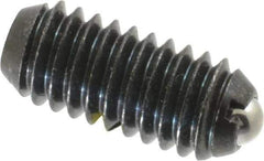 Vlier - 5/16-18, 0.156" Ball Diam, 0.72" Body Length, 0.04" Max Ball Reach, Threaded Ball Plunger - Steel Body, Stainless Steel Ball, 4 Lb Initial End Force, 9 Lb Final End Force, Locking Element - Industrial Tool & Supply