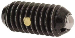 Vlier - 3/8-16, 0.188" Ball Diam, 0.8" Body Length, 0.048" Max Ball Reach, Threaded Ball Plunger - Steel Body, Stainless Steel Ball, 5 Lb Initial End Force, 10 Lb Final End Force, Locking Element - Industrial Tool & Supply