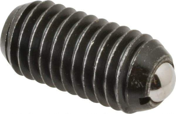 Vlier - 1/2-13, 0.281" Ball Diam, 1.05" Body Length, 0.072" Max Ball Reach, Threaded Ball Plunger - Steel Body, Stainless Steel Ball, 6 Lb Initial End Force, 12 Lb Final End Force - Industrial Tool & Supply
