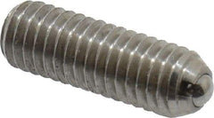 Vlier - 10-32, 0.094" Ball Diam, 0.57" Body Length, 0.025" Max Ball Reach, Threaded Ball Plunger - Stainless Steel Body, Stainless Steel Ball, 1.5 Lb Initial End Force, 3 Lb Final End Force - Industrial Tool & Supply