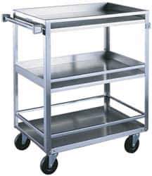 Made in USA - 300 Lb Capacity, 16-1/4" Wide x 27-1/2" Long x 33-3/8" High Standard Utility Cart - 3 Shelf, Stainless Steel, Swivel Casters - Industrial Tool & Supply