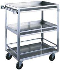 Made in USA - 300 Lb Capacity, 16-1/4" Wide x 27-1/2" Long x 33-3/8" High Standard Utility Cart - 3 Shelf, Stainless Steel, Swivel Casters - Industrial Tool & Supply