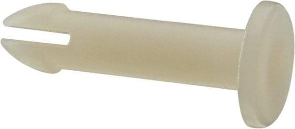 Made in USA - 0.18" Hole Diam, 7/8" OAL, Split Shank, Nylon Panel Rivet - 0.816" Length Under Head, 0.636" Material Thickness, 3/8" Head Diam - Industrial Tool & Supply