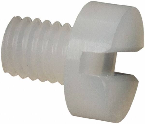 Made in USA - M3x0.50 Metric Coarse, 4mm Length Under Head Slotted Drive Machine Screw - Cheese Head, Grade 6/6 Nylon, Uncoated, Without Washer - Industrial Tool & Supply