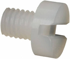 Made in USA - M3x0.50 Metric Coarse, 4mm Length Under Head Slotted Drive Machine Screw - Cheese Head, Grade 6/6 Nylon, Uncoated, Without Washer - Industrial Tool & Supply