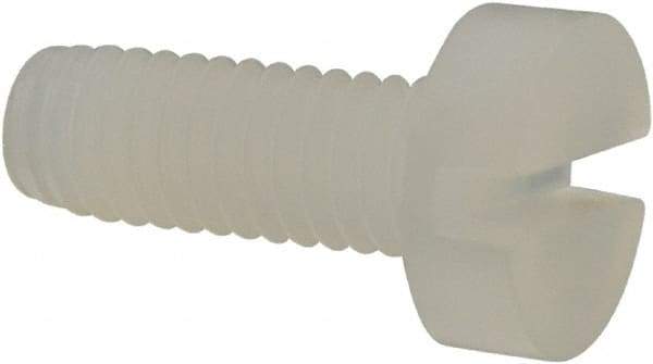 Made in USA - M3x0.50 Metric Coarse, 8mm Length Under Head Slotted Drive Machine Screw - Cheese Head, Grade 6/6 Nylon, Uncoated, Without Washer - Industrial Tool & Supply
