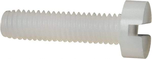 Made in USA - M3x0.50 Metric Coarse, 12mm Length Under Head Slotted Drive Machine Screw - Cheese Head, Grade 6/6 Nylon, Uncoated, Without Washer - Industrial Tool & Supply