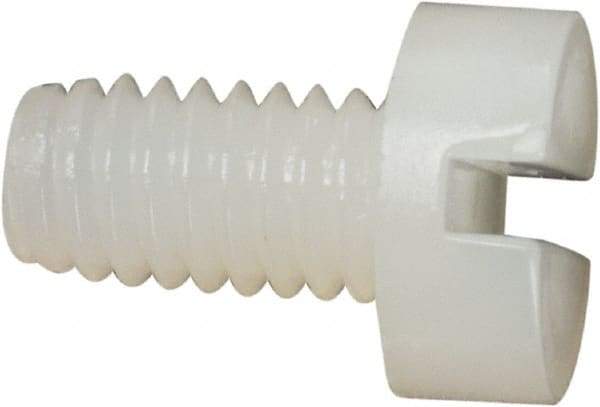 Made in USA - M3.5x0.60 Metric Coarse, 6mm Length Under Head Slotted Drive Machine Screw - Cheese Head, Grade 6/6 Nylon, Uncoated, Without Washer - Industrial Tool & Supply