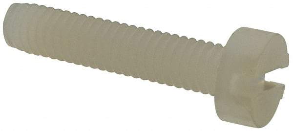 Made in USA - M3.5x0.60 Metric Coarse, 16mm Length Under Head Slotted Drive Machine Screw - Cheese Head, Grade 6/6 Nylon, Uncoated, Without Washer - Industrial Tool & Supply
