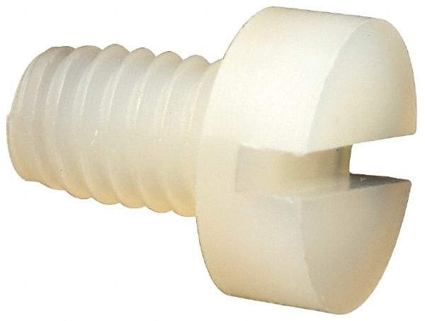 Made in USA - M4x0.70 Metric Coarse, 6mm Length Under Head Slotted Drive Machine Screw - Cheese Head, Grade 6/6 Nylon, Uncoated, Without Washer - Industrial Tool & Supply
