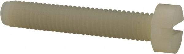 Made in USA - M6x1.00 Metric Coarse, 35mm Length Under Head Slotted Drive Machine Screw - Cheese Head, Grade 6/6 Nylon, Uncoated, Without Washer - Industrial Tool & Supply