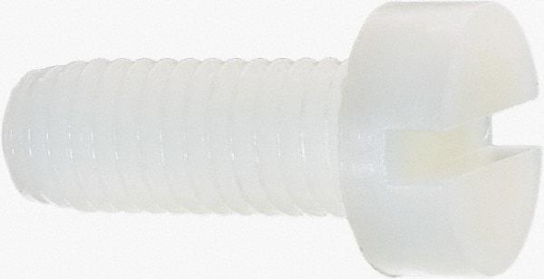 Made in USA - M8x1.25 Metric Coarse, 20mm Length Under Head Slotted Drive Machine Screw - Cheese Head, Grade 6/6 Nylon, Uncoated, Without Washer - Industrial Tool & Supply