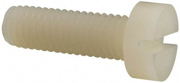 Made in USA - M8x1.25 Metric Coarse, 25mm Length Under Head Slotted Drive Machine Screw - Cheese Head, Grade 6/6 Nylon, Uncoated, Without Washer - Industrial Tool & Supply