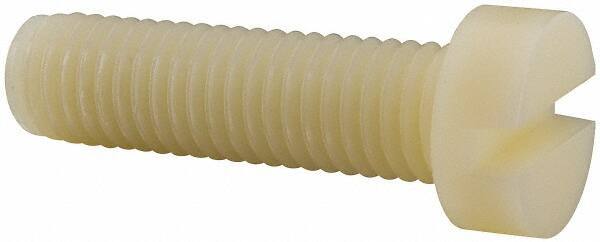 Made in USA - M10x1.50 Metric Coarse, 35mm Length Under Head Slotted Drive Machine Screw - Cheese Head, Grade 6/6 Nylon, Uncoated, Without Washer - Industrial Tool & Supply