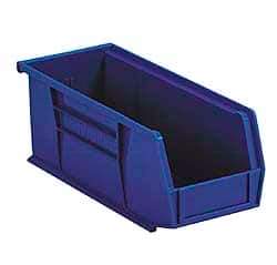 Akro-Mils - 60 Lb. Load Capacity, 18" Deep, Blue Polymer Hopper Stacking Bin - 9" High x 8-1/4" Wide x 18" Long - Industrial Tool & Supply